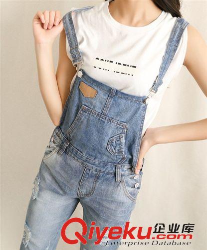 連體褲背帶褲背帶裙 實拍2015夏季新款韓版學院風少女牛仔背帶長褲學生吊帶連體褲原始圖片3