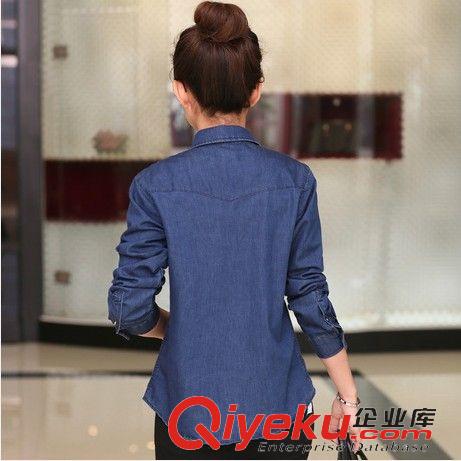 牛仔系列 爆款2015春季女裝新款學(xué)院風(fēng)口袋小貓牛仔襯衣廠(chǎng)家批發(fā)阿里巴巴網(wǎng)
