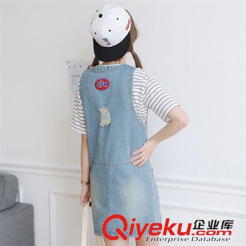 牛仔系列 實拍2015夏季女裝新款百搭無袖背心牛仔連衣裙寬松休閑背帶裙潮原始圖片2