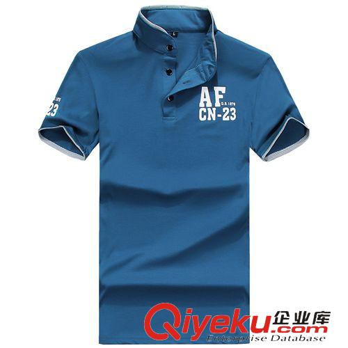 短袖Polo衫 廠家供應 韓版夏季休閑新品半袖體恤 男士短袖T恤修身立領打底衫原始圖片3
