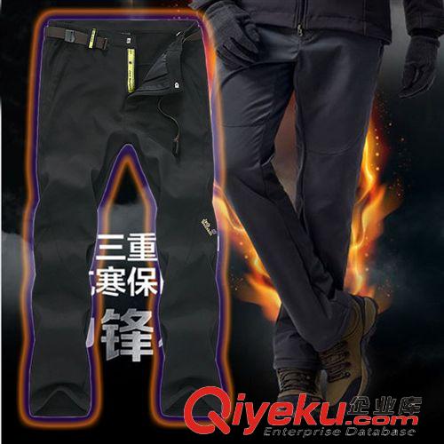 男款戶外裝 秋冬新款戶外保暖透氣防風(fēng)防水男士軟殼沖鋒褲加厚戶外運動褲