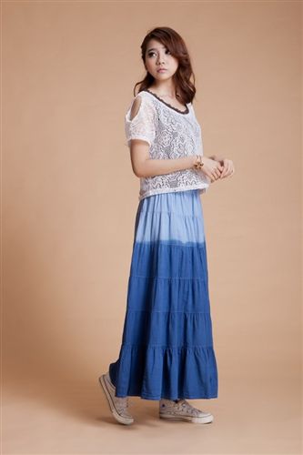 半身裙 批發(fā)2015外貿(mào)夏季新款半身裙波西米亞純色超大擺拼接長(zhǎng)裙原始圖片3
