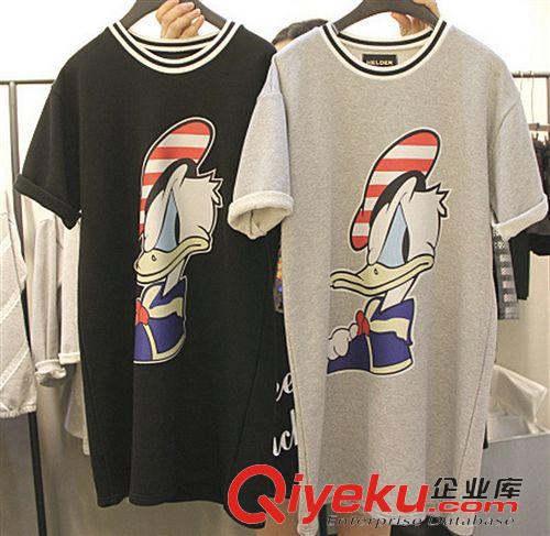 韓國(guó)代購(gòu)/歐美風(fēng) 2015春夏季韓國(guó)東大門(mén)女韓范迪斯尼可愛(ài)短袖圓領(lǐng)唐老鴨T恤連衣裙原始圖片2