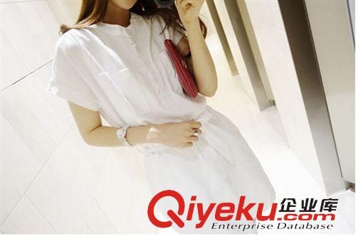 棉麻新品 2015春夏新款韓版修身甜美白襯衫收腰氣質(zhì)顯瘦女裝連衣裙打底裙原始圖片2