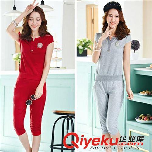 2015早春新款 吾愛依2015早春新品運(yùn)動套裝女休閑套裝拼色運(yùn)動服衛(wèi)衣大碼套裝女