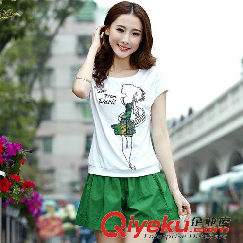 2015早春新款 2015歐洲站時(shí)尚運(yùn)動(dòng)服短袖短褲女款大碼休閑運(yùn)動(dòng)套裝女夏原始圖片2