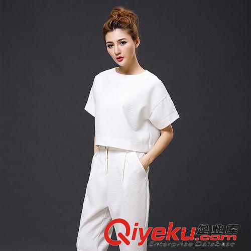 五月1-10日上新 {實拍}夏裝新款歐美時尚dp職業修身純色休閑套裝上衣+褲子原始圖片3