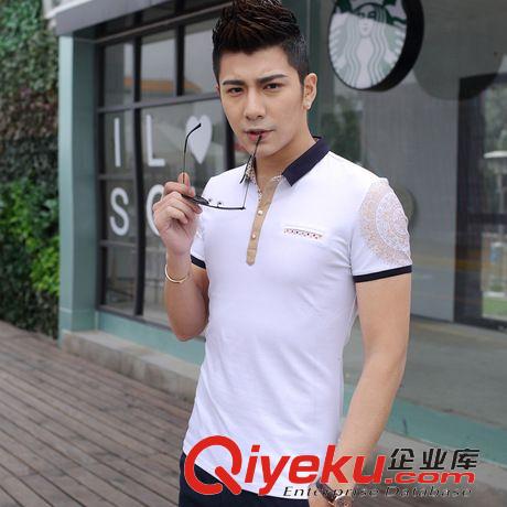 店長推薦一 2015夏季新款T恤衫 韓版潮男修身純棉翻領短袖男式T恤衫上衣原始圖片3