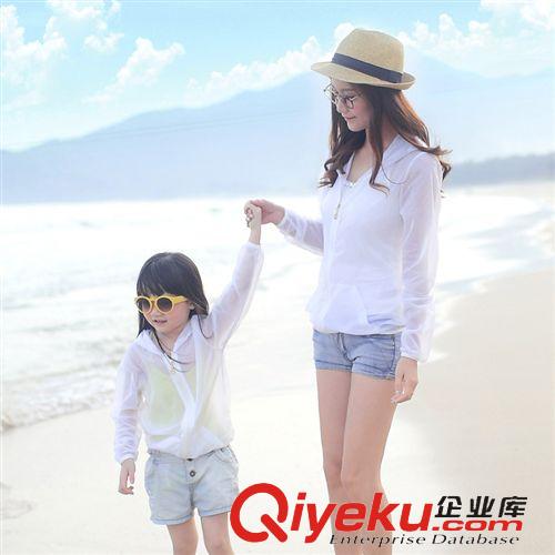 防曬衣 2015女童親子裝夏裝防曬衣 女長袖防紫外線短款防曬服短外套原始圖片3