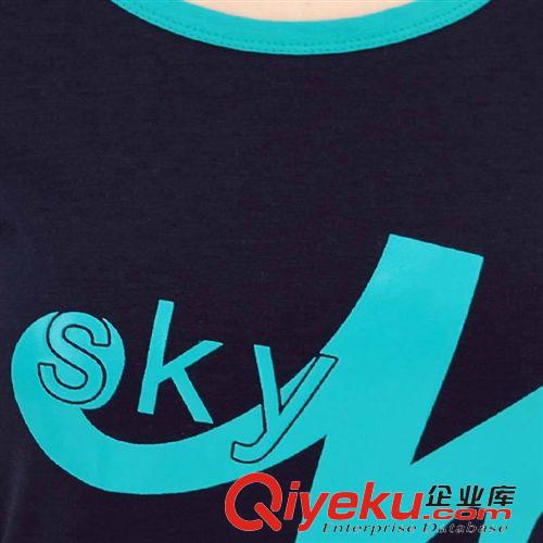 女式休閑套裝 2015夏季新款休閑衛(wèi)衣套裝 套頭拼接時尚短袖休閑韓版衛(wèi)衣套裝原始圖片3