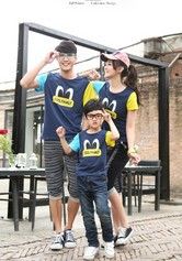 親子裝 004炫酷一家2015新品韓版潮個性修身情侶親子裝時尚條紋T恤