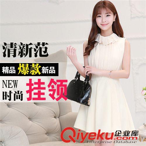 店家推薦 2015夏季新款女裝 韓版修身顯瘦氣質時尚百褶裙 雪紡連衣裙原始圖片3