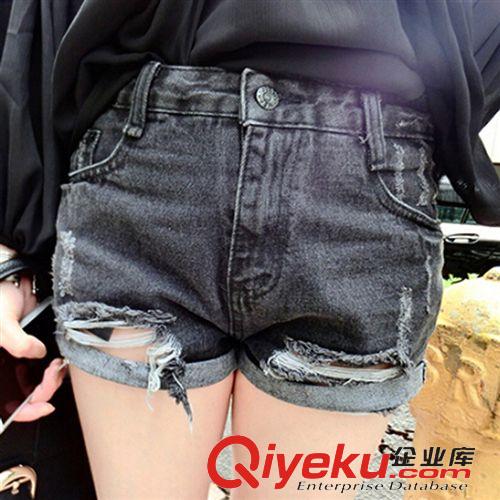 牛仔褲 新品2015夏季女裝303# 女士韓版百搭中腰顯瘦牛仔破洞褲牛仔短褲原始圖片2