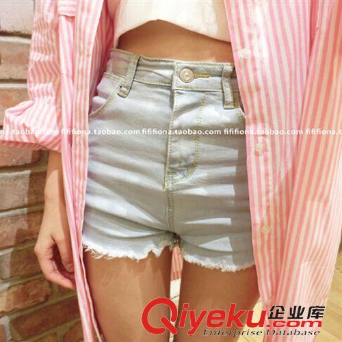 牛仔褲 新品2015夏季女裝#韓版女士淺藍色顯瘦款水洗牛仔短褲熱褲原始圖片3
