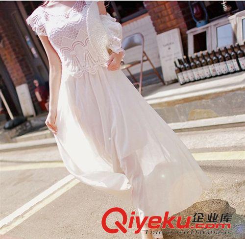 波西米亞連衣裙 2015春裝新款女裝 修身純色拼接雪紡高腰無袖波西米亞連衣裙原始圖片3