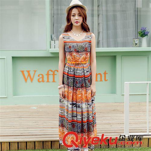 4.1號(hào)新款上新 外貿(mào)原單2015夏季新款 波西米亞沙灘裙雪紡長(zhǎng)裙連衣裙印花連衣裙原始圖片2