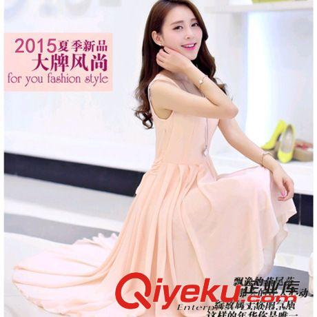 3.25夏款上新 夏季2015雪紡連衣裙 波西米亞氣質(zhì)修身不規(guī)則燕尾沙灘裙長(zhǎng)裙原始圖片3
