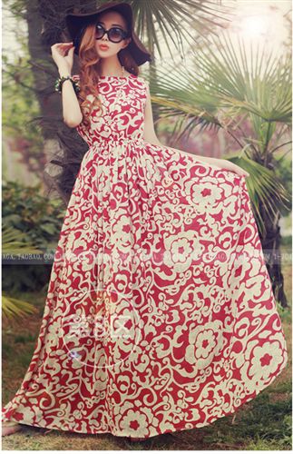 外貿單新品 新款2015夏季女式沙灘裙 波西米亞碎花無袖雪紡連衣裙  一件代發原始圖片3