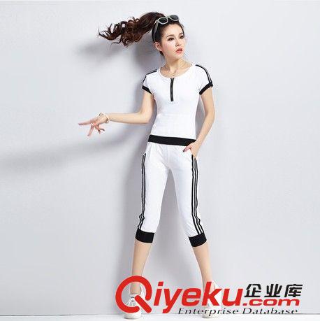 休閑運動套裝 休閑套裝女 修身時尚七分褲兩件套運動服 班服  阿里巴巴批發原始圖片3