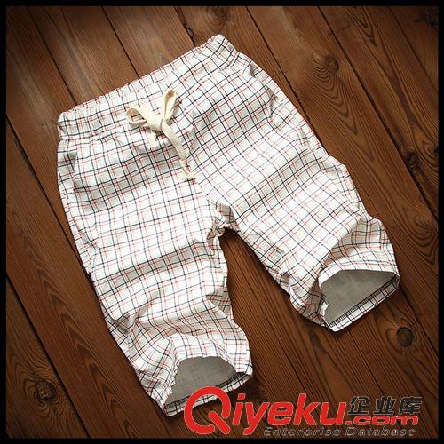 潮男爆款推薦 男士潮品2015夏季新款沙灘褲男 韓版紅格子百搭中褲五分褲原始圖片2