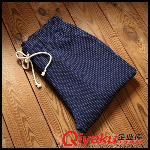 男式潮品休閑褲 2015春夏新品潮松緊褲 細豎條彈力男式休閑褲小哈倫束腳褲原始圖片3