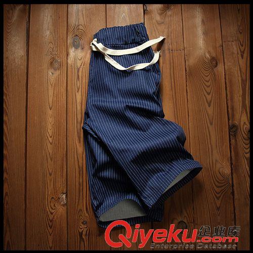 男式潮品休閑褲 2015夏季新款男式休閑褲 修身條紋深色百搭五分褲中褲潮 廠家直銷原始圖片2