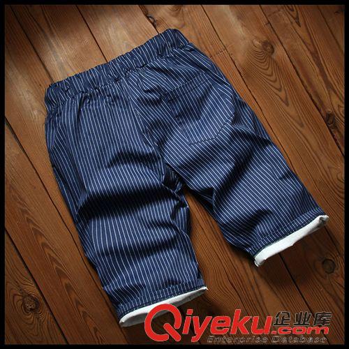 男式潮品休閑褲 2015夏季新款男式休閑褲 修身條紋深色百搭五分褲中褲潮 廠家直銷原始圖片3