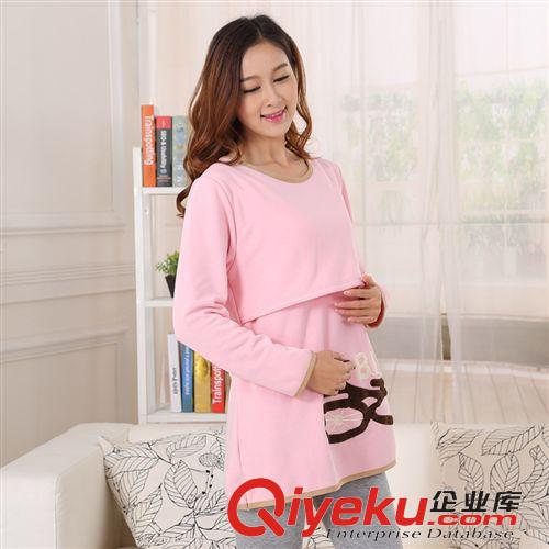 優(yōu)質(zhì)孕婦裝 2015春新款孕婦裝哺乳衣 外出時(shí)尚單車?yán)C花哺乳衣原始圖片3