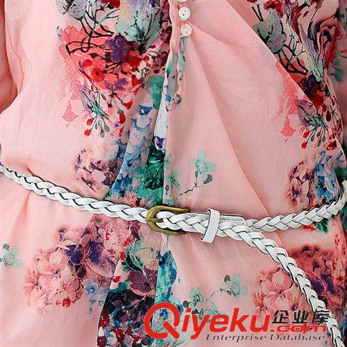 雪紡衫  蕾絲衫 2015夏大碼女裝中袖寬松花色女中長款雪紡衫原始圖片3
