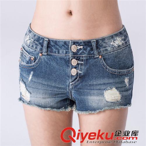 時尚女褲 夏季新款三排扣牛仔短褲女彈力顯瘦學生韓范潮品