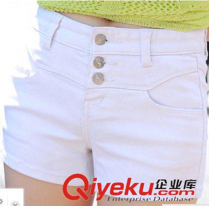 時尚女褲 夏裝 韓版排扣彈力寬松顯瘦牛仔短褲糖果色短褲女原始圖片2