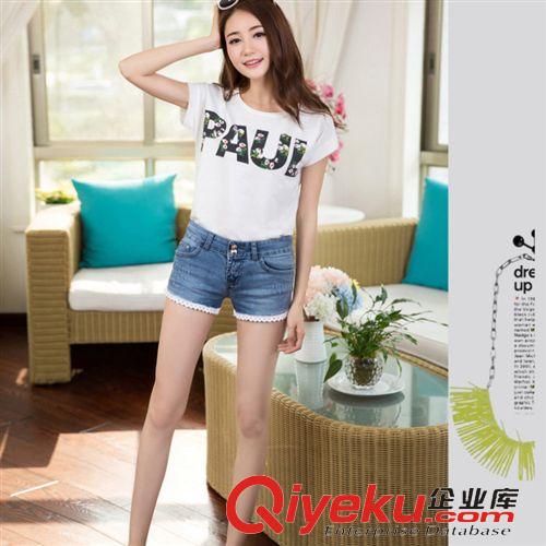 時尚牛仔短褲 韓版高腰短褲毛邊彈力牛仔彈力女顯瘦女褲
