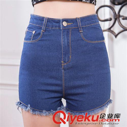時尚牛仔短褲 韓版高腰短褲毛邊彈力牛仔彈力女顯瘦女褲原始圖片2