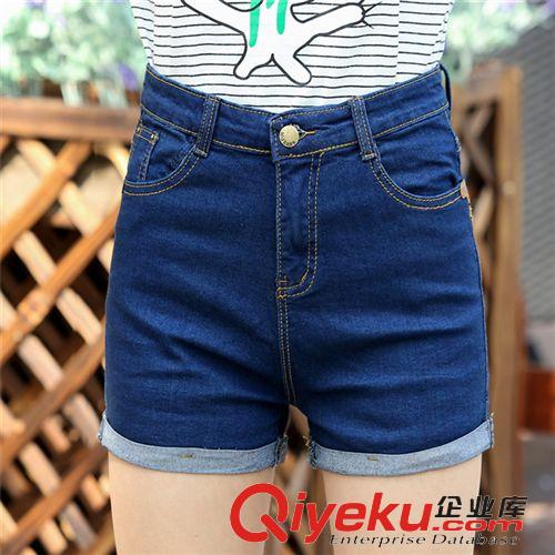 時(shí)尚牛仔短褲 2015夏季新款女褲百搭高腰牛仔短褲  女原始圖片2