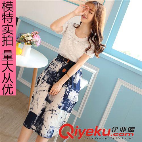 9188 新款夏裝韓版長款棉麻兩件套半身裙大擺長裙女