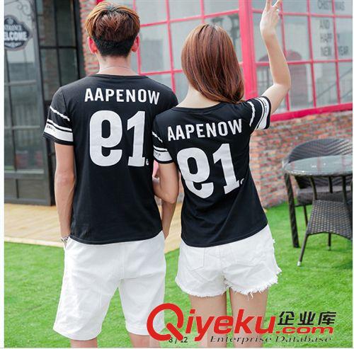 5月2期新品 2015夏季情侶裝個性字母印花短袖T恤男女圓領(lǐng)半袖情侶衫t恤班服潮原始圖片2