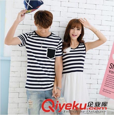 5月1期新品 2015新款韓國情侶裝夏裝碎花情侶短袖t恤男女半袖學生裝班服潮