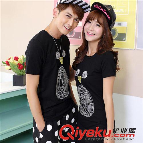 4月6期新品 2015夏裝新款情侶裝 韓版時(shí)尚男女T恤 修身圓領(lǐng)短袖連衣裙班服原始圖片3