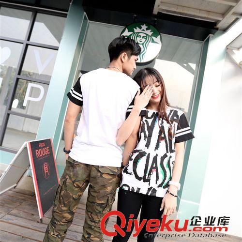 4月1期新品 2015夏季新款情侶裝韓版字母涂鴉印花閨蜜短袖T恤男女大碼班服原始圖片2