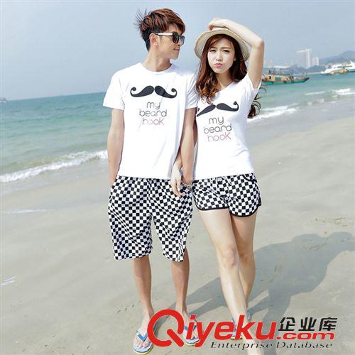 3月30號新品 2015夏季新款海邊度假蜜月時尚情侶裝短袖沙灘套裝休閑短褲班服潮