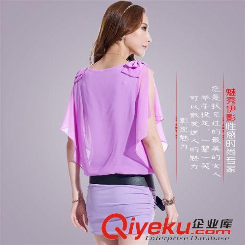 3月30號新品 2015新款夏裝連衣裙雪紡露肩蝴蝶結波普風性感夜店包臀裙1688批發原始圖片3