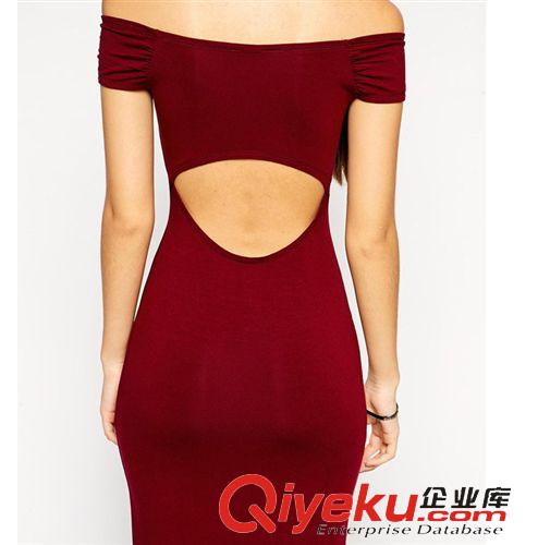 歐美風(fēng) 速賣通ebay  系列  2015外貿(mào)爆款ebay速賣通歐美一字領(lǐng)露肩后背橢圓性感開叉連衣裙原始圖片2