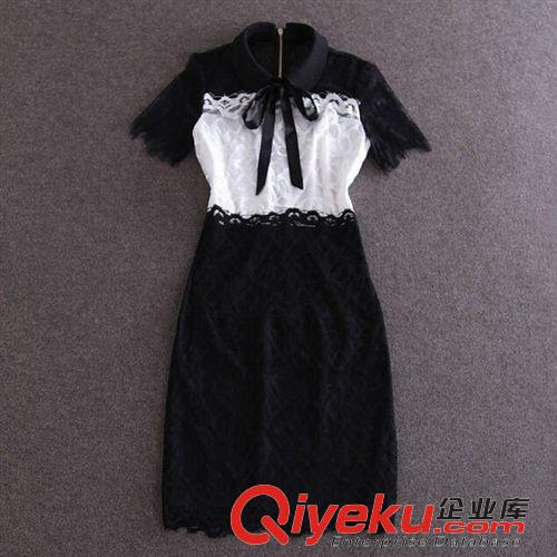 3月20號(hào)新品 2015春裝新款女裝韓國(guó)東大門(mén)代購(gòu)明星同款蝴蝶結(jié)睫毛蕾絲連衣裙女原始圖片2