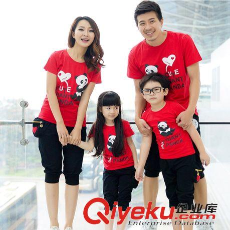 親子裝 親子裝 夏裝表演服時(shí)尚暴力熊一家三口母女熊套裝家庭廠家直銷原始圖片2