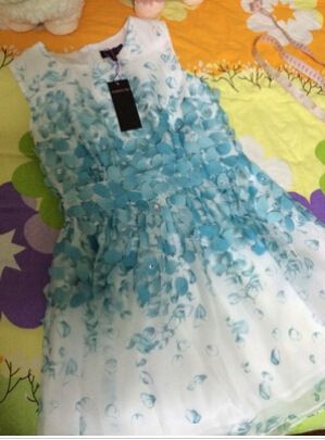 425上新 2015 夏裝新款 雪紡印花立體花瓣釘珠無袖背心連衣裙 網店代理