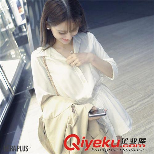 {dj2}定制， {dj2}定制 店主推薦 翻領收腰襯衫連衣裙假兩件套 一件代發