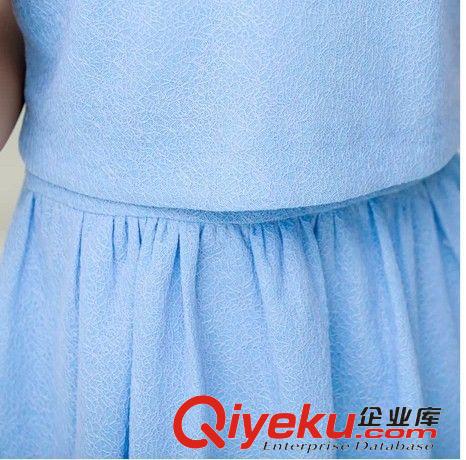 夏款套裝 2015夏裝新品 進(jìn)口面料無(wú)袖假兩件修身淑女氣質(zhì)連衣裙原始圖片3