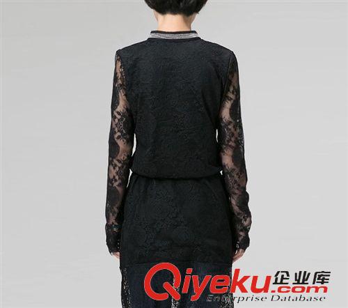 歐美風 2015春裝新款 歐洲立領中長款蕾絲打底衫女長袖上衣A8525站原始圖片3