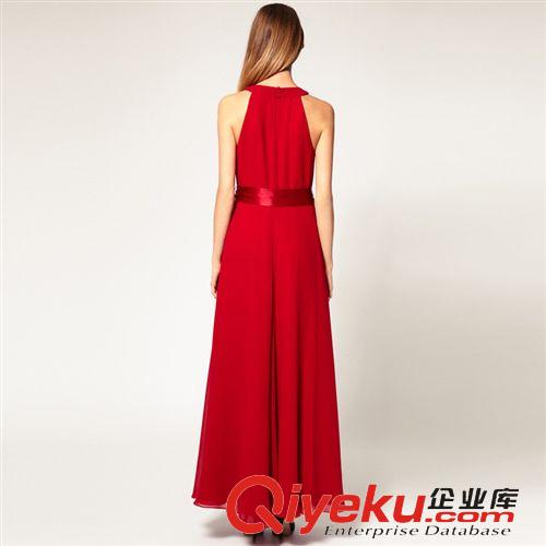 歐美風(fēng) 2015外貿(mào)爆款歐美不規(guī)則大擺無袖雪紡長裙露肩長禮服連衣裙原始圖片3