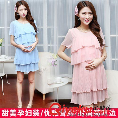 孕婦裝 廠(chǎng)家直銷(xiāo) 新款夏季短袖孕婦裝 大碼女裝 雪紡 網(wǎng)店代理原始圖片3
